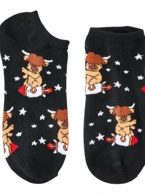 Space Highland Cow Low Cut Socks
